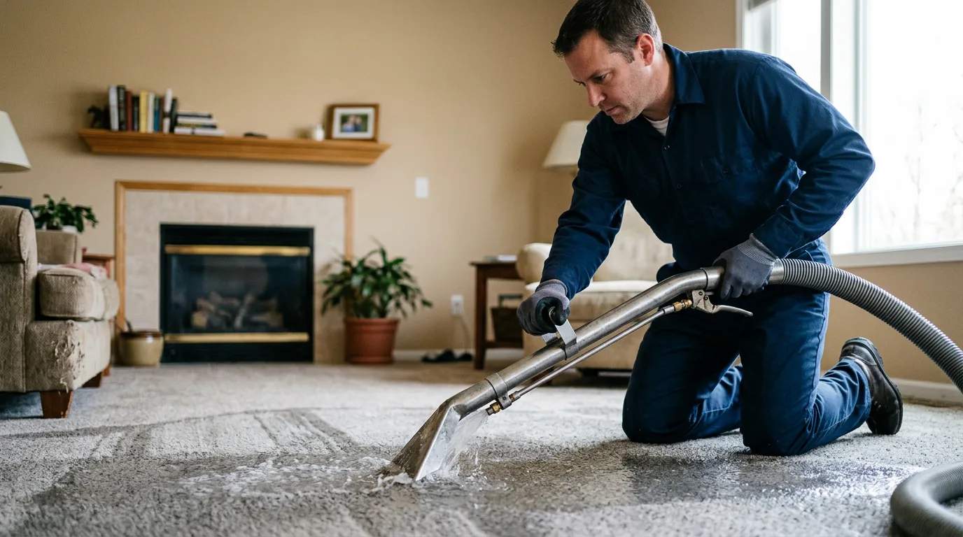 Water damage restoration technician working near Morrisville, MO
